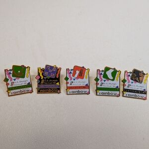 Lot Of 5 U.S. Olympic Festival 1990 Pin Set Rainbow Foods Vintage Olympics Pins